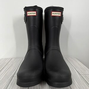 NEW HUNTER Women Original Waterproof Adjustable Short Rain Boots Matte Black 10‎
